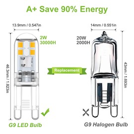 DAIHHZA DAIHHZA G9 LED Bulbs 2W Warm White 2700K Equivalent to 10W 20W G9 Halogen Bulbs, 360 Beam Angle, Non Dimmable, Non Flicker, Bi-pin G9 Socket, 220-240V AC G9 LED Energy Saving Lamps, Pack of 2