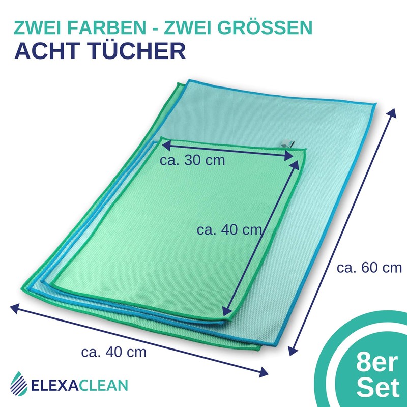 Elexaclean Window Cloth, Streak-Free, Microfibre Cloth, 60 x 40 cm