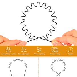 AZRDXSD 2pcs Metal Hair Bands, Simple and Fashionable Hairband, Wavy Hair Bands for Men and Women, Invisible, Non-slip, for Daily Face Washing, Outdoor, Sports Fixed Hair Accessories