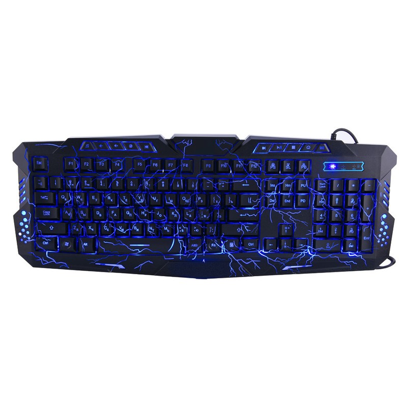 Wired 3 Color Backlit Gaming Crack Bilingual Keyboard with Multimedia
