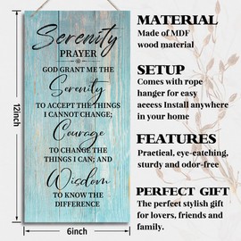HALUOSI Serenity Prayer Wooden Decor Sign, God Grant Me The Serenity Wall Decor Sign, Hanging Printed Wooden Plaque Decor, Rustic Family Signs for Home Decor, Christian Gift 12x 6inch (A6)