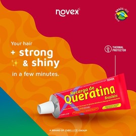 Novex Brazilian Keratin Recharge 80g  Ultra Concentrated Frizz Control & Damage Repair Smooth, Straight Hair Treatment at Home  Haircare