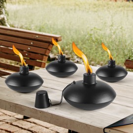 ZSZMFH 6 Pack Metal Table Top Torches,18 oz Citronella Torches for Outside， Refillable Citronella Flame Light Torch with Wicks and Covers, Landscape Lanterns Torches for Party, Garden Decor，DIY .