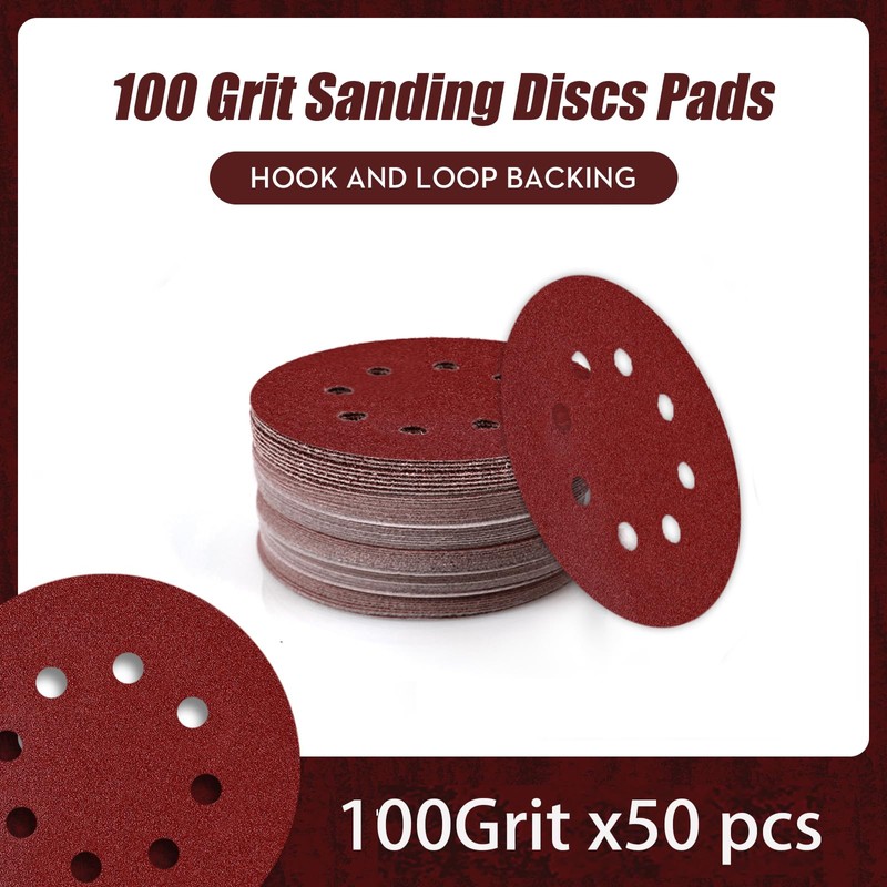125mm Sanding Discs 8-Holes Aluminum Oxide Sandpaper for Woodworking with