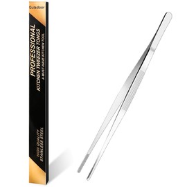 Gutsdoor Kitchen Tweezers Stainless Steel Tongs with Precision Serrated Tips for Cooking and Medical (12 Inch Straight)