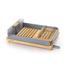 Polder Harmony Dish Rack, Sturdy Dish Drying Rack with 2 Open-Pattern Drain Trays, Dish Racks for Kitchen Counter, Drying Rack for Kitchen Storage, 19.6" x 13.5" x 6.2", Gray