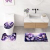4 Pcs Purple Floral Butterfly Shower Curtain Set with Non-Slip