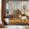 FAXTOZ Fall Horse Shower Curtain Rustic Farm Animal Retro Barn