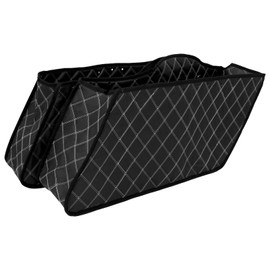 HDBUBALUS Stretched Saddlebag Liners Inserts Compatible with Harley Extended Bag Touring Electra Street Glide Road King 1993-2013 (White Thread)