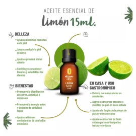 Oleum Vitae Aceite Esencial De Limón 100% Puro Y Orgánico 15 Ml