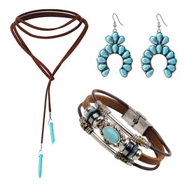 Turquoise Jewelry Set Western Jewelry for Women Turquoise Necklace and Earrings Set Western Turquoise Necklace Boho Jewelry Outfits Merch