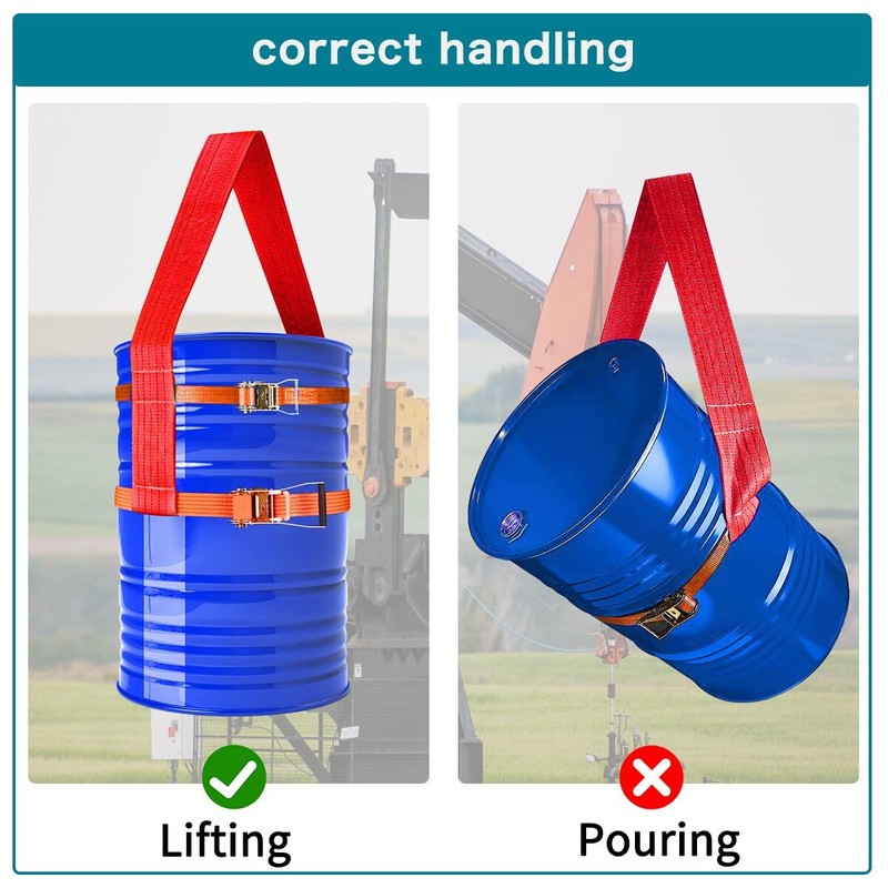 Feleolibe Drum Lifting Sling for 55 Gallon Drum, 2 Pack