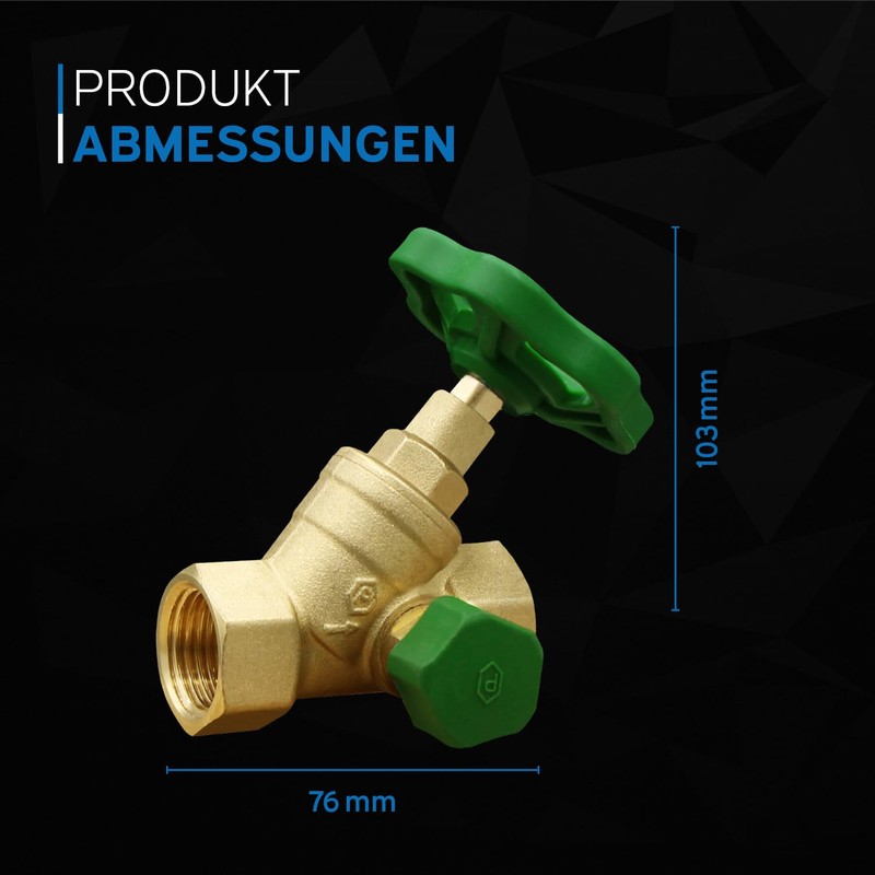 kör4u Angle Seat Valve 3/4 Inch, Brass, Rising Spindle, Female