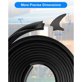 RV Window Seal 0.5 X 0.275 Inch Upgrade Weather Stripping Window Seal Rubber Stationary Glass Edge Seal, Car RV Window Seal Trim Locking Gasket Insulation Temperature Noise for Boat Truck Camper, 40FT