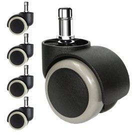 FOH 2" Office Chair Casters Wheels Set of 5, Floor Protecting Castor Wheels for I K E A Chairs, Heavy Duty Office Wheels Replacement for Office Furniture (Black + Grey, 10mm Stem)