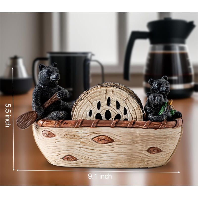 Bear Coasters Set of 6 Cute Table Coasters Resin Drink