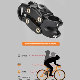 Gaderth Suspension Stem, 7 Degree 45mm Height Rise Adjustable Bicycle Handlebar Stem for Shoulder Comfort, Shock-Absorbing Short Handlebar Riser for Mountain Road Bike MTB BMX Black 90mm