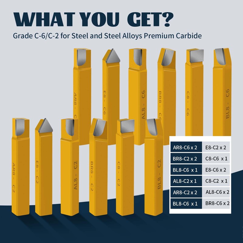 20 pc 3/8" Carbide Tip Tipped Cutter Tool,Metal Lathe Cutting