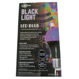 LEDeez Black Light LED Bulb Neon UV  40W Standard Socket Fit. Indoor Use.