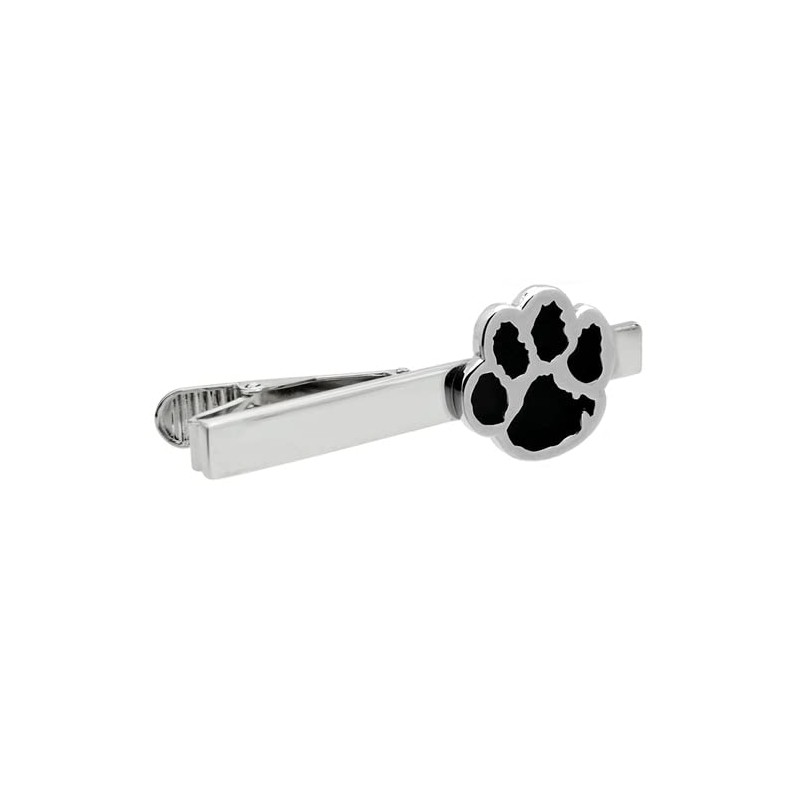 Silver Black Paw Dog Cat Tie Clip Tie Bar Tie