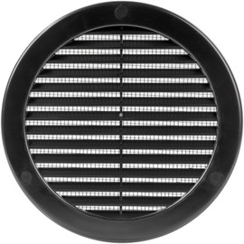 Ecopro Vent / Ø6" Inch Opening Diameter / Black Round Vent External Grille with Protective Mesh - Lightweight Plastic Register / Cover Indoor Outdoor Soffit Vent - 7.3'' Outer Diameter