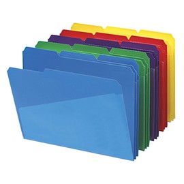Smead Poly File Folders with Pockets, Set of 30 Plastic Folders for Documents, 1/3-Cut Tabs, File Folders Letter Size, Assorted Primary Colors, Office Supplies, School Supplies (10540)