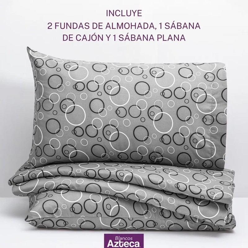 Blancos Azteca sábanas matrimoniales microfibra estampado color travel