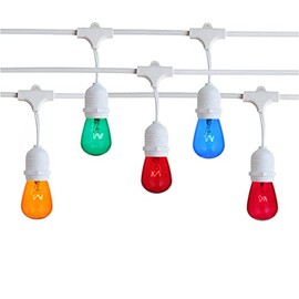 NIOSTA Outdoor String Lights, 24FT White Cord 12 Hanging S14 Bulbs, Incandescent Multicolor