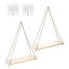 Wood Hanging Shelves for Wall, Set of 2 Boho Shelf,
