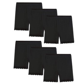 BOOPH Chicas Calzoncillos Cortos De Encaje para Bicicleta para Niñas 5-7 Años Paquete De 6 Negro
