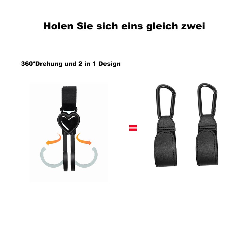 ViWaVee Pram Hook, Heart Shape Velcro Hook Pram for Changing
