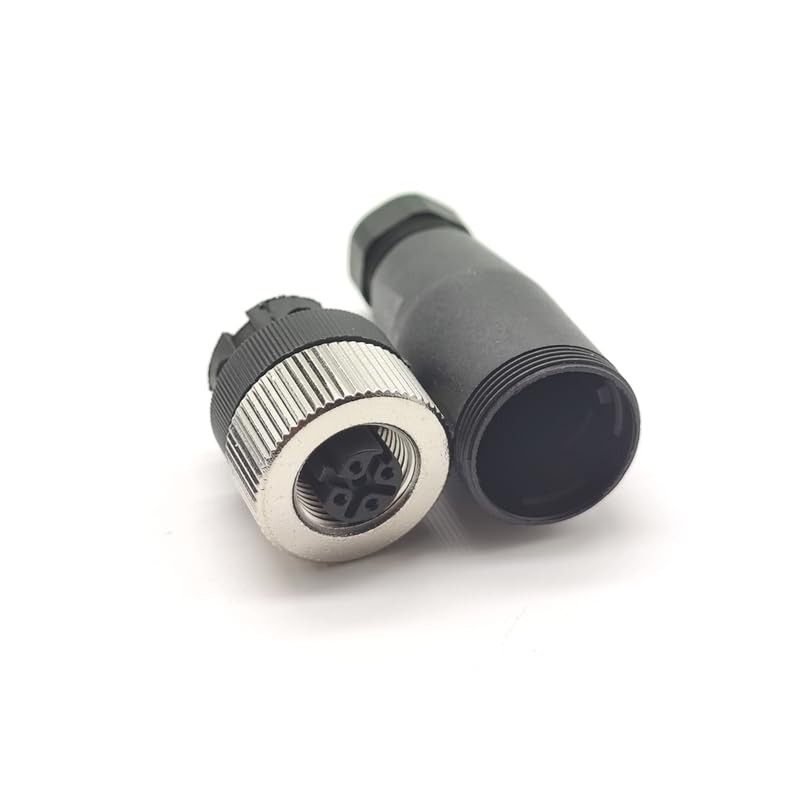 Pack of 5 M12 4-Pin D Code Female Circular Connectors,