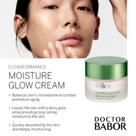 BABOR CLEANFORMANCE Moisture Glow Cream, Travel Daily Moisturizer with Light-Reflecting Pigments, Instant Glow and Hydration, Prebiotics & Probiotics Facial Cream, Radiant Even Complexion, 0.5 oz