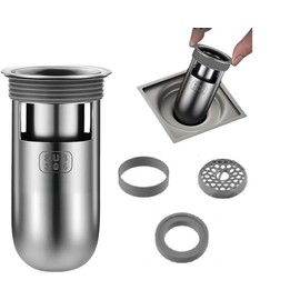 Shower Floor Drain Backflow Preventer, One Way Drain Valve Sewer, 304 Stainless Steel Material, Anti- Odor Plugs for Bathroom (1, Depth 85mm)