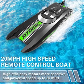 VOLANTEXRC RC Boat for Pools and Lakes, 20mph High Speed Remote Control Boat for Kids and Adults, 2.4Ghz Racing Ship with Self-righting, Reverse for Boys and Girls (795-5 Black)