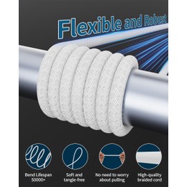 GJWSGAO 140W USB-C to Magnetic 3 Cable，180° Magnetic 3 Cable for MacBook Air Pro Charger,6.6FT Compatible with Air (15''/13'' M4 2025, M3 2024, M2 2023, 2022), Pro (16"/14" 2024/2023/2021) 2M White