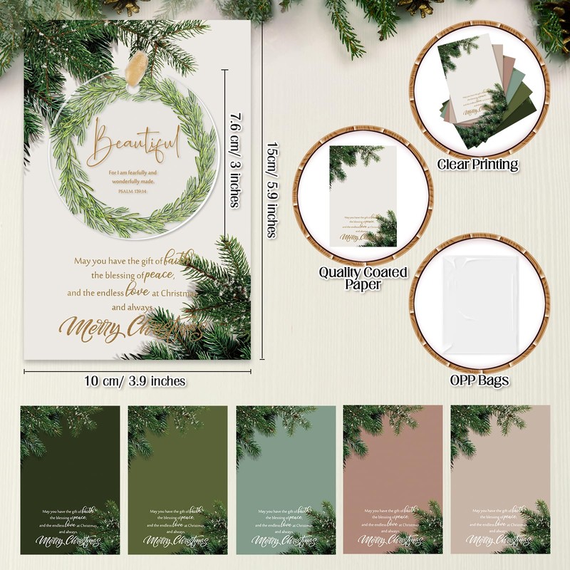 48 Set Christian Ornaments with Cards Bible Verse,Cute Style