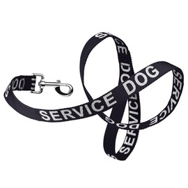 Dogline Black - Service Dog Nylon Leash Printed with Reflective Letters for Small Medium and Large Dogs Do Not Pet ESA Training Working W 1" x L 4 ft