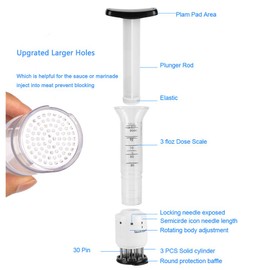 Injection Type Steak Needles Meat Tenderizer Needle with Stainless Steel Pine Needle Kitchen Tools (3 Injection Needle pinhole)