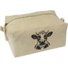 'Funny Dairy Cow' Canvas Wash Bag/Makeup Case (CS00044187)