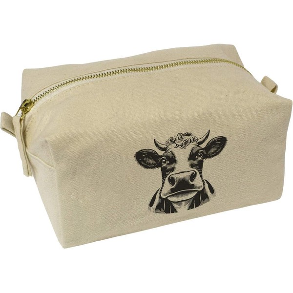 'Funny Dairy Cow' Canvas Wash Bag/Makeup Case (CS00044187)