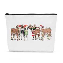 Sldpngo Christmas Makeup Bag Christmas Purses for Women Christmas Travel Organizer Travel Toiletry Bag Christmas Season Cosmetic Bag for Women Cow Gifts for Christmas Farmer Cow Lover