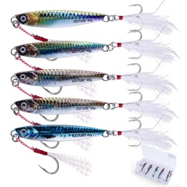 Goture Metal Jigs, Set of 5, 0.3 oz (10 g), Jigging, Sea Fishing, Boat Fishing, Lures Set, Metal Jig Set, Lures, Slow Jigging, High Distance 3D Laser Coating, Realistic Surf, Madefish, Root Fish,