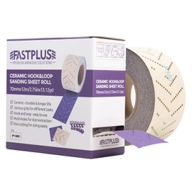 FASTPLUS Purple Ceramic Sandpaper - 12m Roll, 70mm x 12m, 180 Grit, Multi-Hole, Auto & Wood Sanding, Body Repair