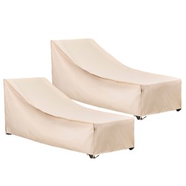 F&J Outdoors Waterproof UV Resistant Heavy Duty Patio Chaise Lounge Chair Cover, 2Pack, 84"Lx32"Wx34"H, Beige