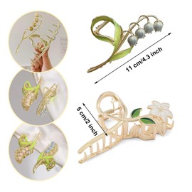 WADY Pinzas Para El Cabello Con Flores, 6 Pinzas Pelo Mujer de Metal, Pinzas Para El Cabello Kraeoke, Pinzas Para La Cabeza Trasera, Pinza para Cabello, Clips de Garra Grande Para Mujeres Y Niñas (B-6)