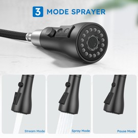 Arofa Matte Black Kitchen Faucet, Kitchen Sink Faucet with Pull Down Sprayer Single Handle Stainless Steel Commercial Modern for 1 or 3 Hole Farmhouse Camper Laundry Utility Rv Bar Sinks