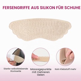 Fersenpolster aus Gel für Damenschuhe - Bukihome 3 Paar Weiche Fersenkissen zur Blasenprävention, für mehr Komfort & besseren Sitz, Rutschfest （Beige）