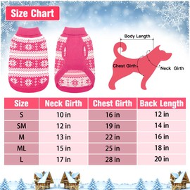 KOOLTAIL Cable Knit Dog Sweater Turtleneck, Cold Weather Pullover Classic Knitwear, Snowflake Pattern Thick Warm Winter Pet Clothes, Dog Christmas Sweater for Small Medium Large Dogs Girl, Pink L