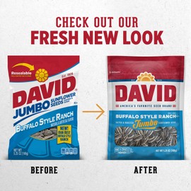 DAVID Seeds Roasted and Salted Buffalo Style Ranch Jumbo Sunflower Seeds, Keto Friendly 5.25 oz (Pack of 1)